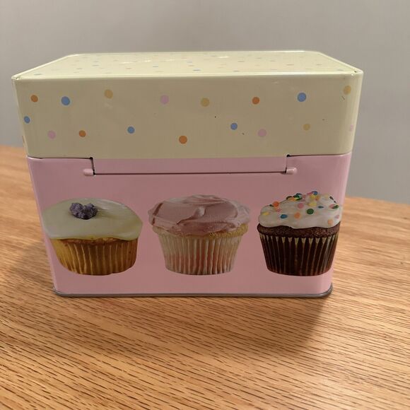CUPCAKES Boxed Keepsake Tin Recipe Box With Recipe Cards - Picture 3 of 6